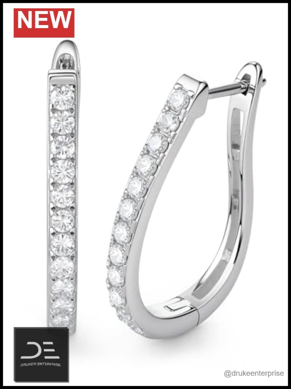 Moissanite Earrings for Women White Gold Plated Hoop 26.4MM 0.72CT